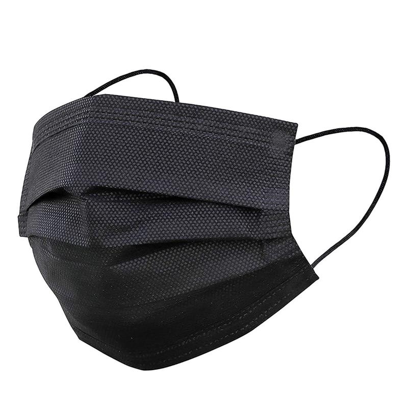 BLACK EARLOOP 3-PLY FACE MASK 50/BX - Disposable